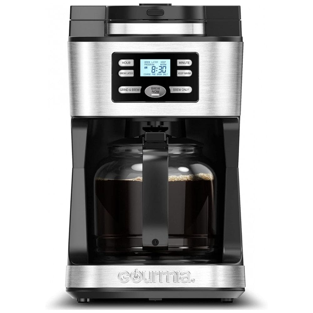 Cafeteira Elétrica Programável com Jarra de Vidro e Moedor Integrado, 110V 1000W Gourmia GCM3180 Prata