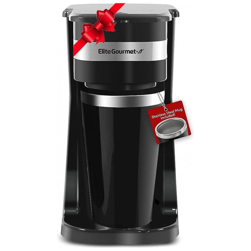Cafeteira Elétrica Compacta com Caneca Térmica para Viagem 400 mL, Elite Gourmet EHC113 110V 600W, Preta