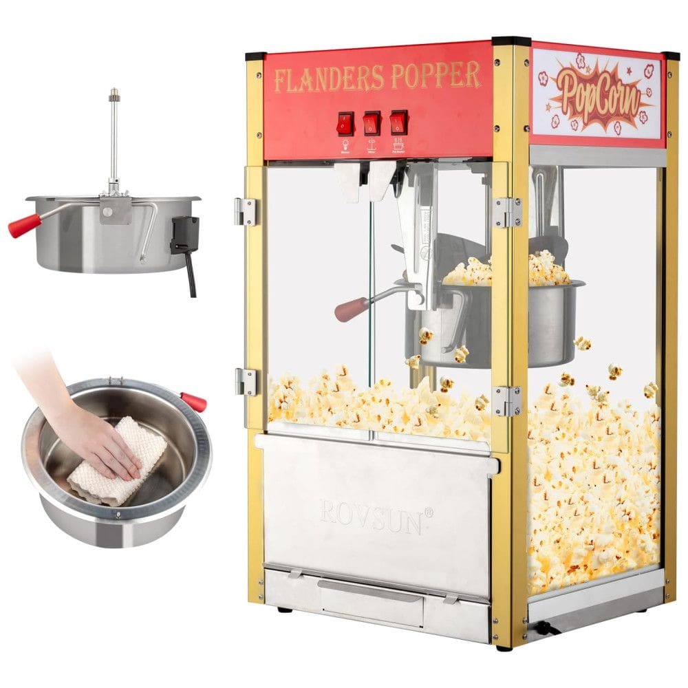 Máquina de Pipoca Comercial Estilo Cinema com Panela de 0,42g Rende até 80 Copos de Pipoca, ROVSUN