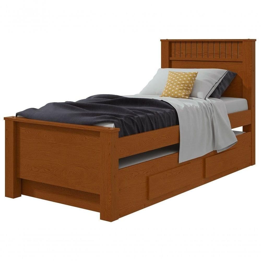 Cama Solteiro Bibox 2 Gavetas Athenas - Lopas Frassino.