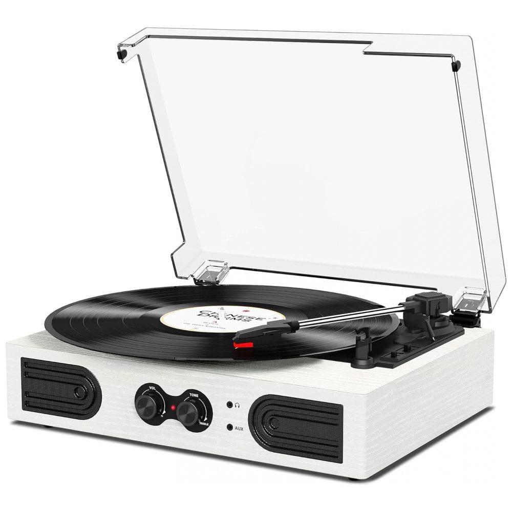 Toca Discos de Vinil com Alto Falantes Estéreo Integrados e Ajuste de Graves, TANLANIN, Branco