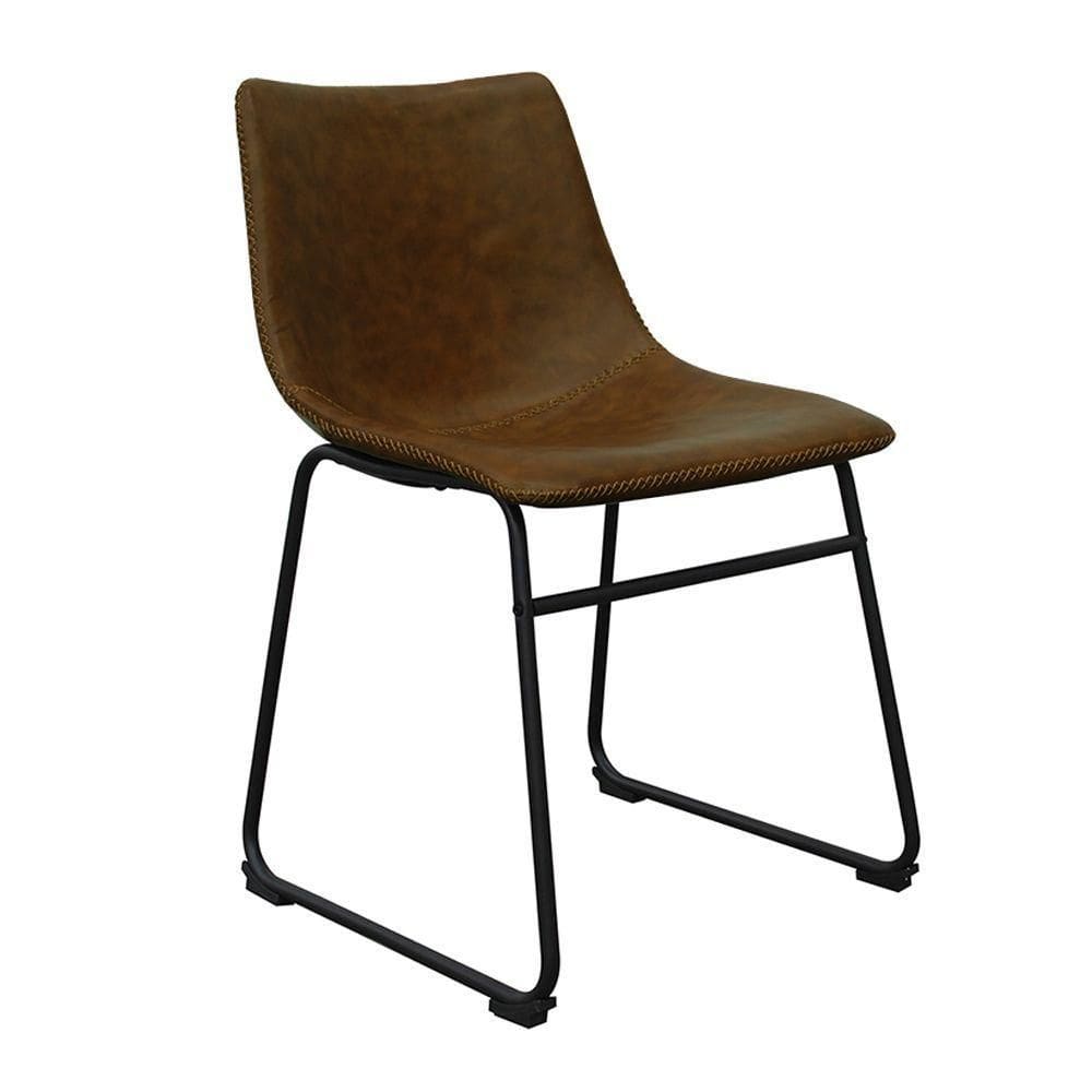 Cadeira Decorativa Marquezine Sala De Jantar Pu Base Aço Marrom/preto G56 - Gran Belo
