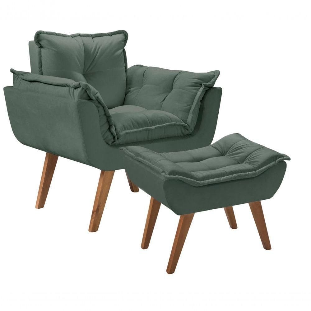 Kit Poltrona Opalla Com Puff Moveis D Salla Verde.