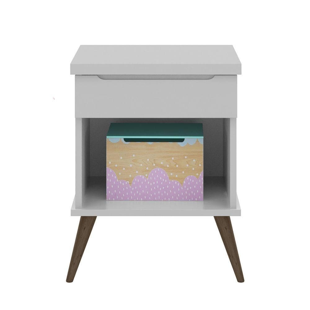 Mesa De Cabeceira Infantil Com 1 Gaveta Melinda Cinza