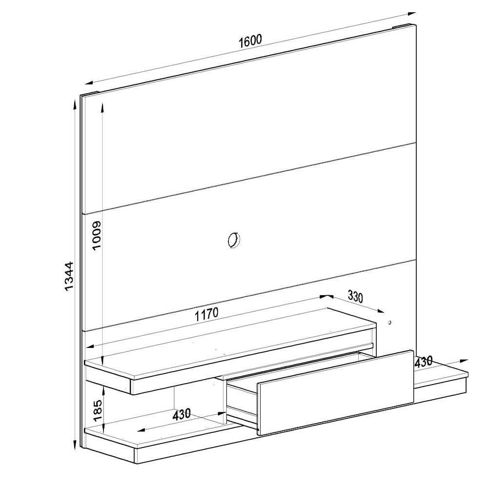 Painel Home de Tv com Gaveta 3 Prateleiras 134,4cm Branco