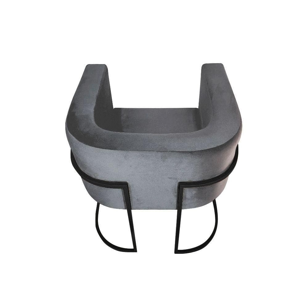 Cadeira De Jantar Premium Base De Ferro Preta Veludo Cinza