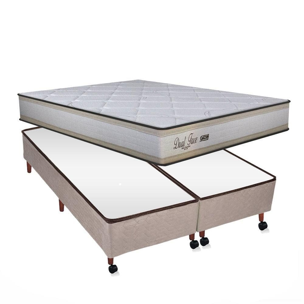 Conjunto Gazin Dual Face Box Castor Revolution Bege Queen Size 158x198x067cm