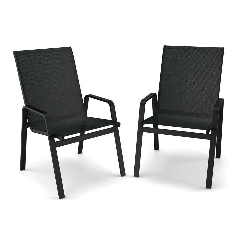 Kit 2 Cadeira Riviera Piscina Praia Alumínio Preto Tela Preto