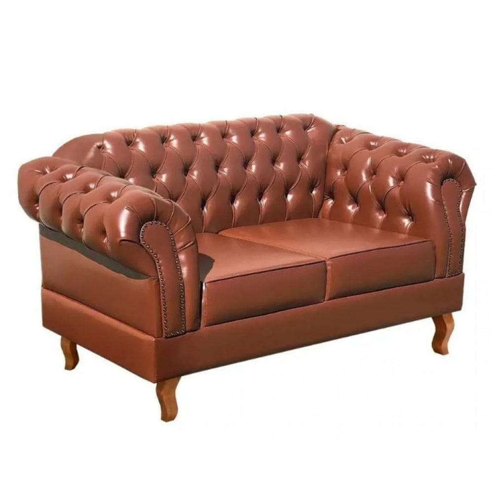 Sofá Dom Pedro Namoradeira Chesterfield Vintage Courissimo Caramelo