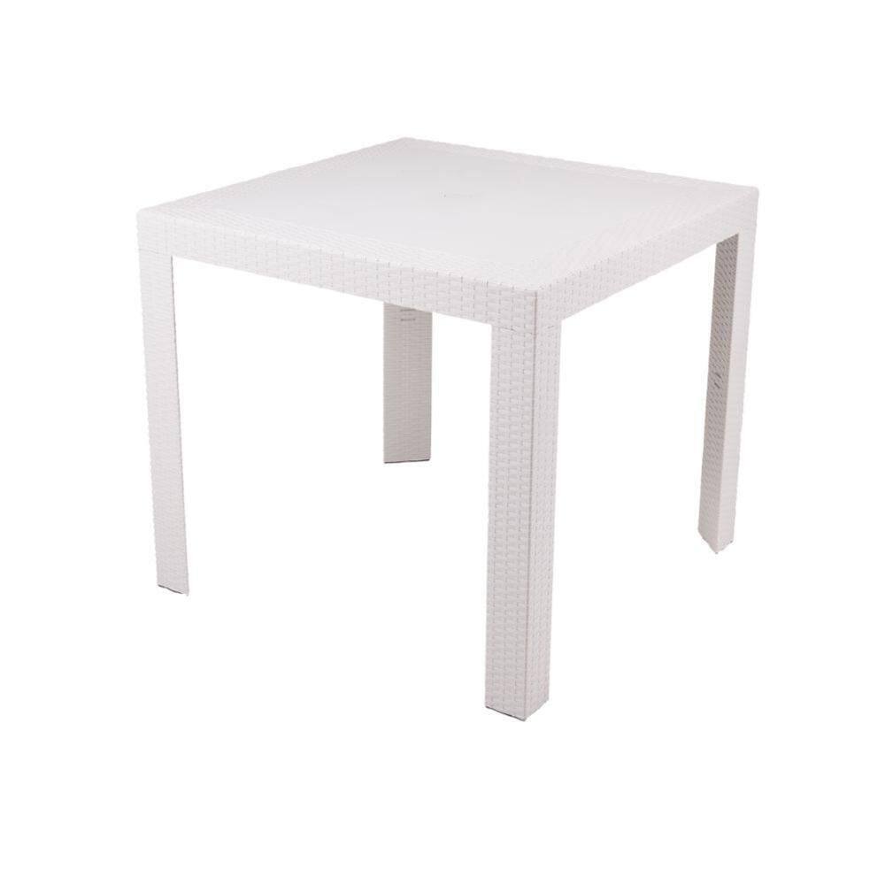 Mesa De Jantar Quadrada Ibiza 80 Cm (largura) Em Polipropileno Fendi Com Tramas Simulando Rattan