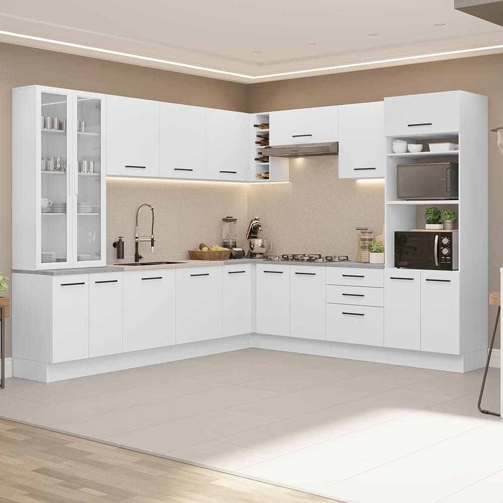 Armário De Cozinha Completa 549cm Branco Agata Madesa 01 Branco