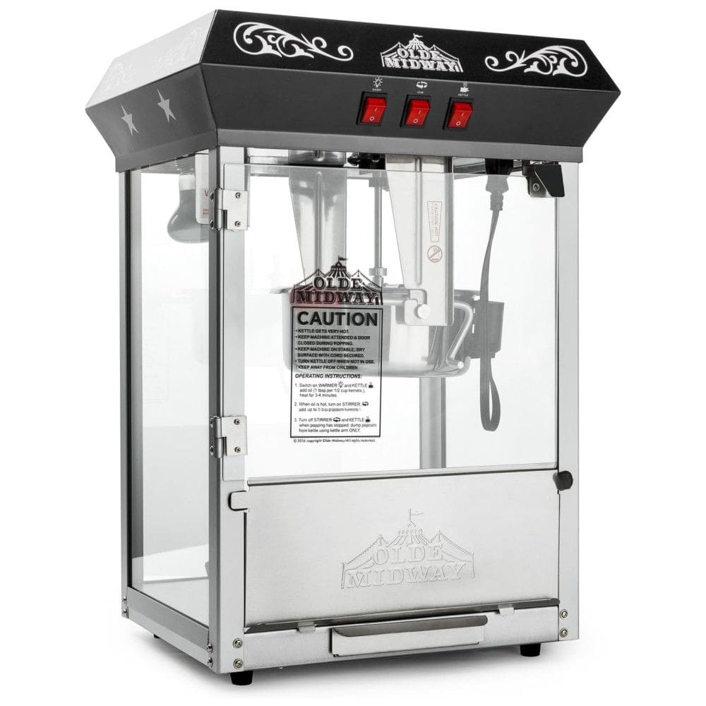Máquina de Pipoca Retro com Panela de 350g, Metal, 120V 850W, Olde Midway, Preta
