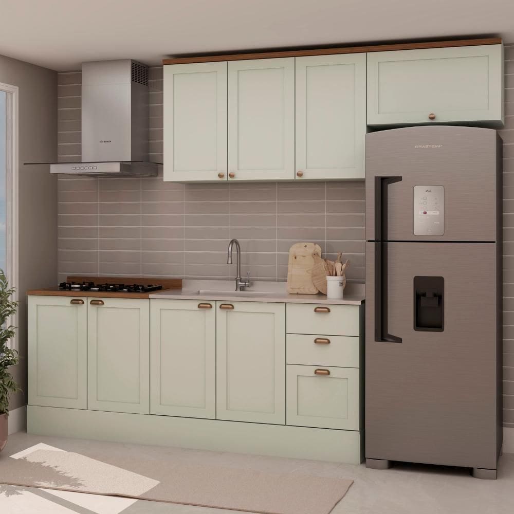 Cozinha 100% Mdf Modulada 4 Pecas Mint