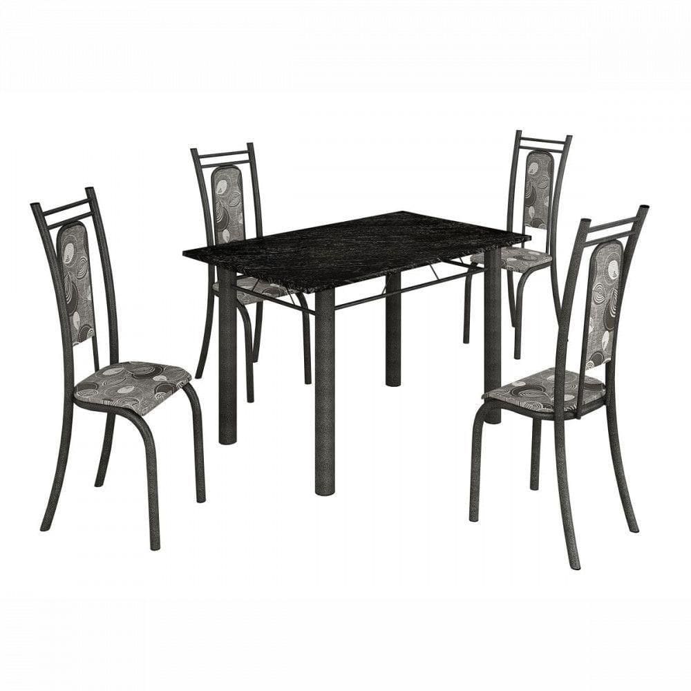 Conjunto De Mesa Paris 1,20m Com 4 Cadeiras Grafite Teixeira Grafite