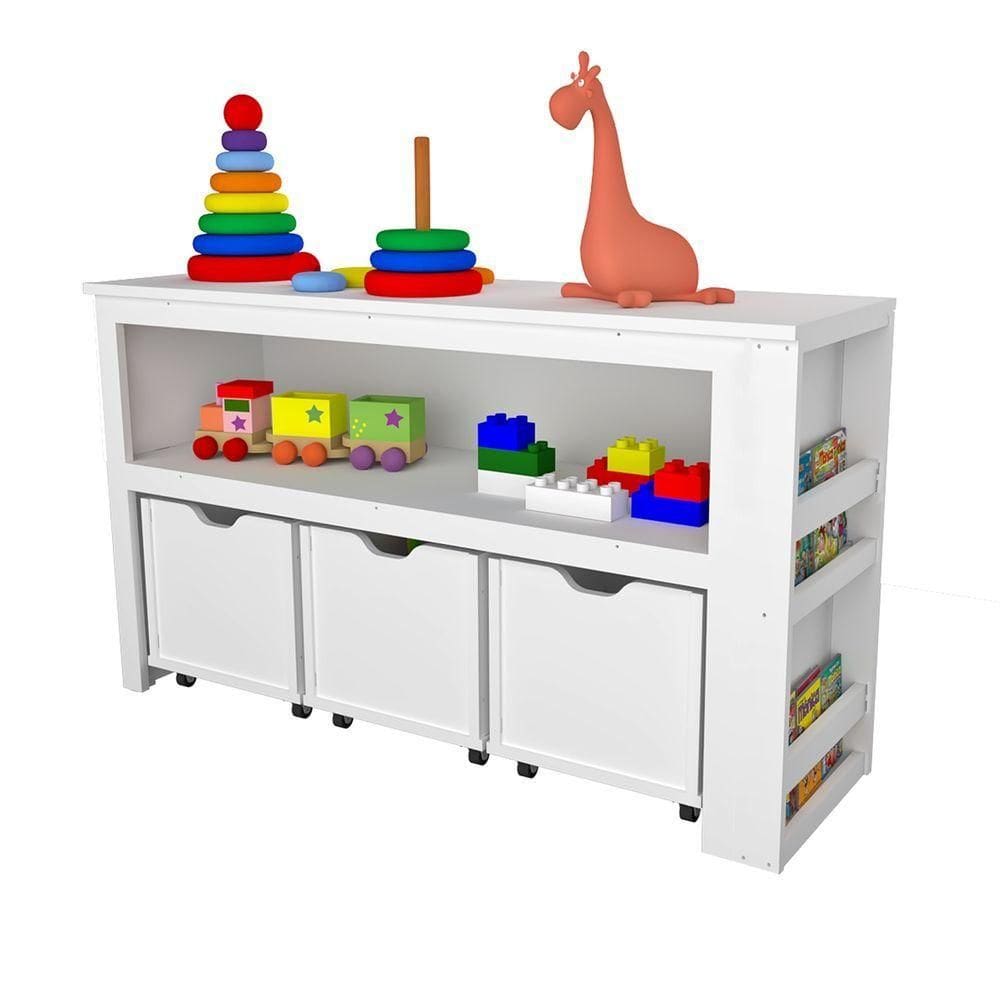 Organizador Com Baús E Porta Livros Andy 100% Mdf