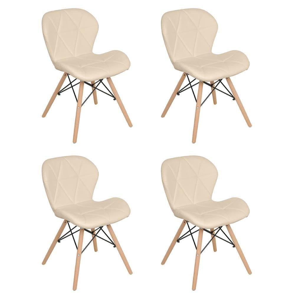 Kit 4 Cadeiras Estofadas Charles Eames Eiffel Slim Nude