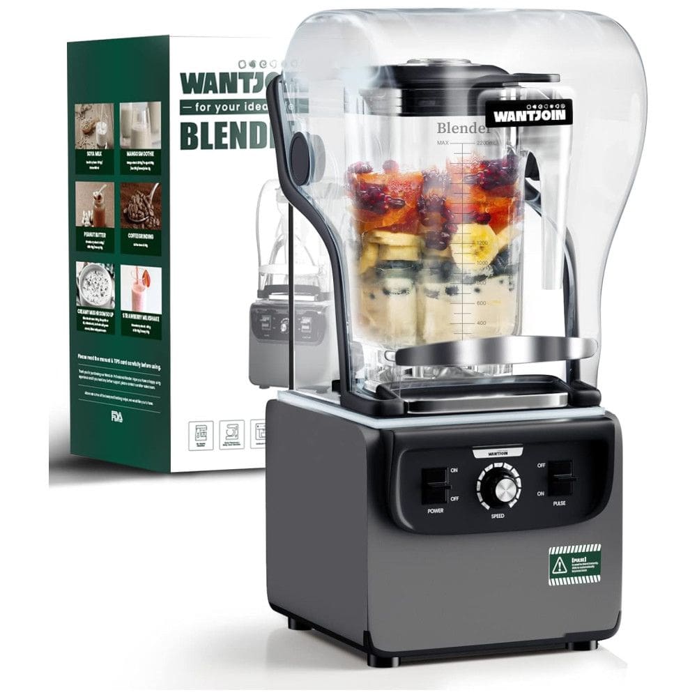 Liquidificador Profissional 2,2L com 10 Velocidades e Cúpula Anti Som, 110V 1800W, WantJoin, Cinza