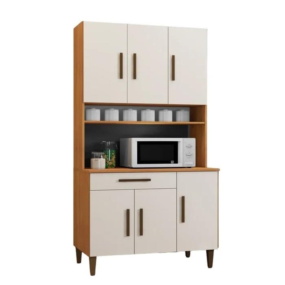 Armário De Cozinha 6 Portas Salvador Kaiki Móveis Nature Off White