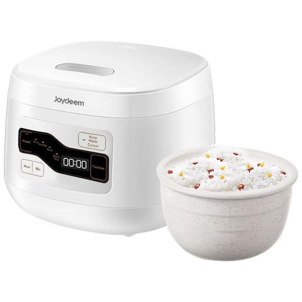 Panela de Arroz Elétrica de Cerâmica 2L com Display LED, e 4 Menus Predefinidos, 110V, Joydeem FD20SW, Branca