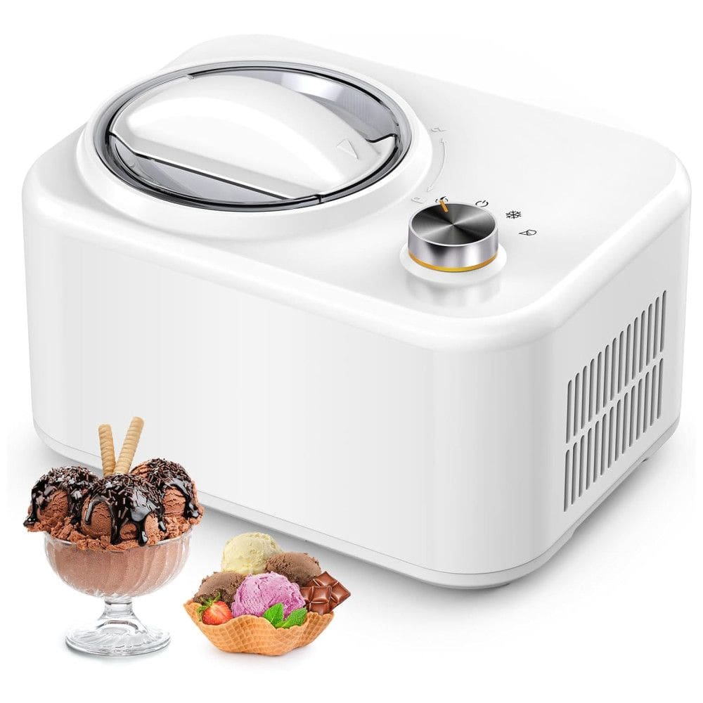 Máquina de Sorvete Automática 1L com Compressor Integrado, Sem Pré-Congelamento e Fácil de Limpar, 110V, COWSAR IC3908, Branco