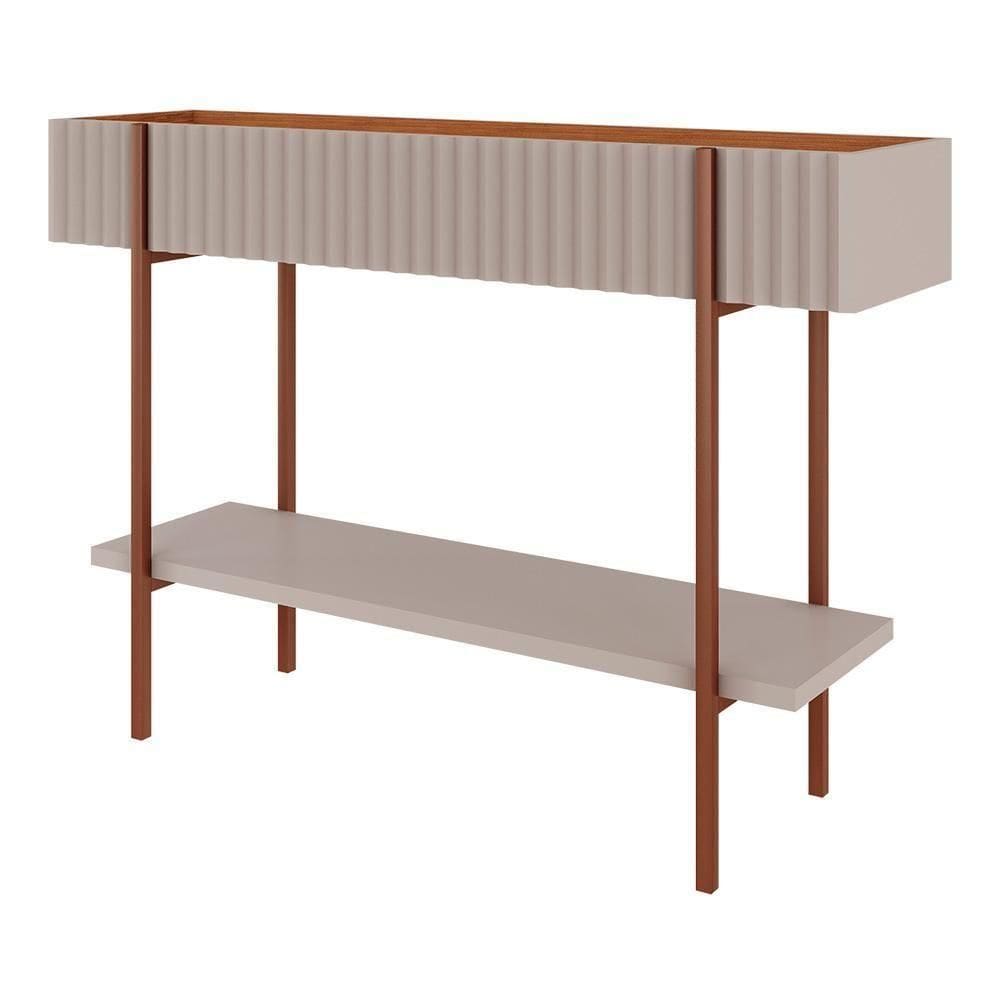Aparador Sala De Jantar 2 Prateleiras Pés Em Metalon Lira Cimol Off White/nature Lira