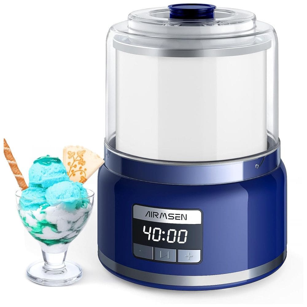 Máquina de Sorvete 2L com Tigela de Freezer, Temporizador, Display Digital e Isolamento Duplo, 110V, AAOBOSI, Azul Oceano