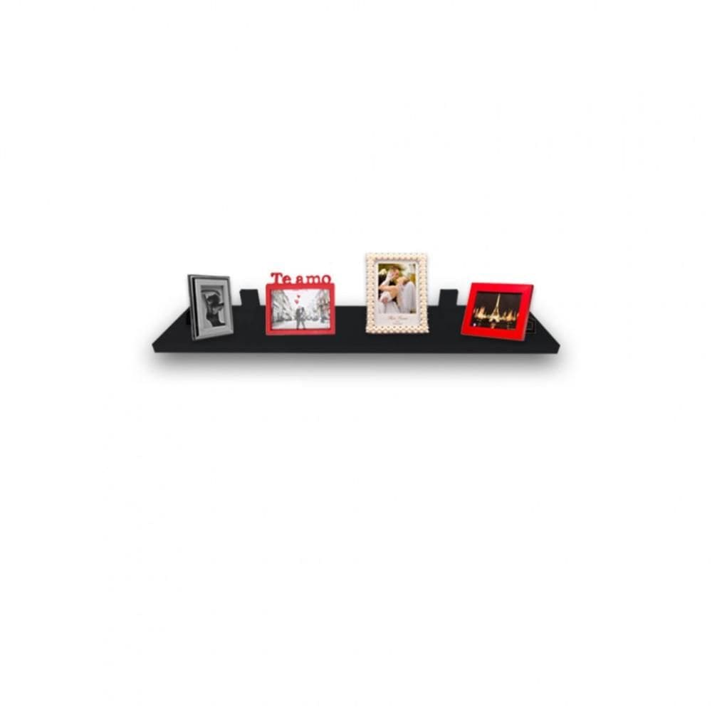 Prateleira Simples 40x20 Cm Com Suporte Em Mdf Preto [F031]