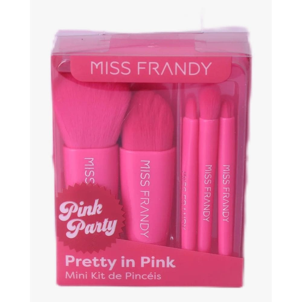 Kit Com 5 Pinceis + Estojo Linha Pink Party - Miss Frandy