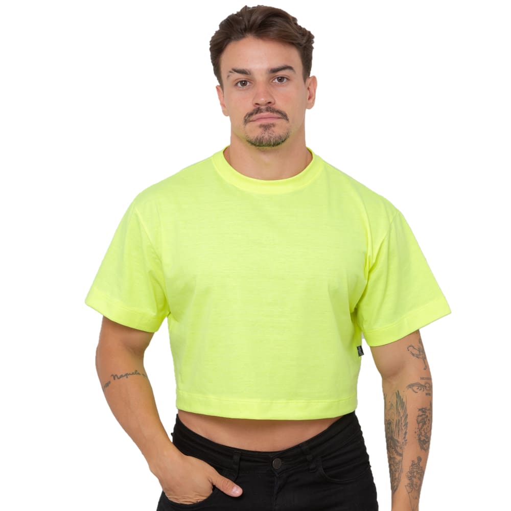 Cropped Oversized Masculino Amarelo Neon - JWilas Streetwear