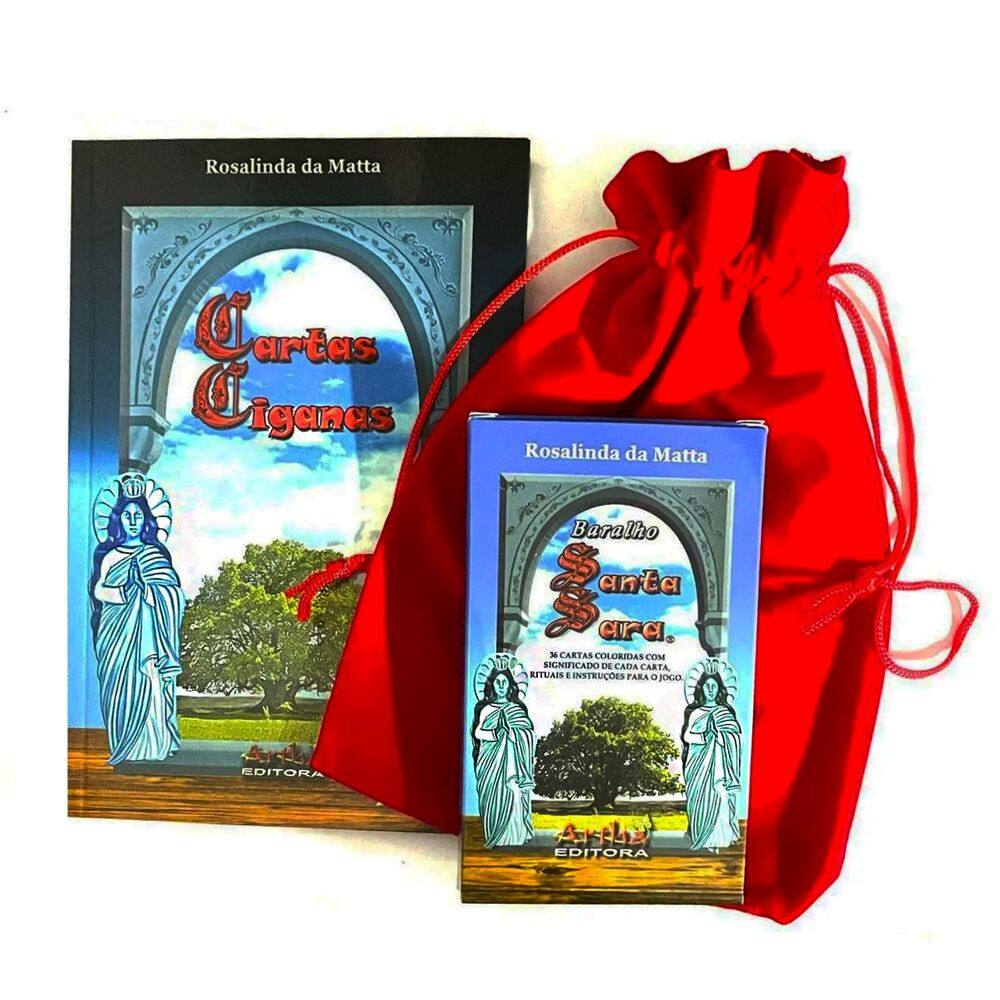 Kit Santa Sara Baralho e Livro 7 edição de Cartas Ciganas