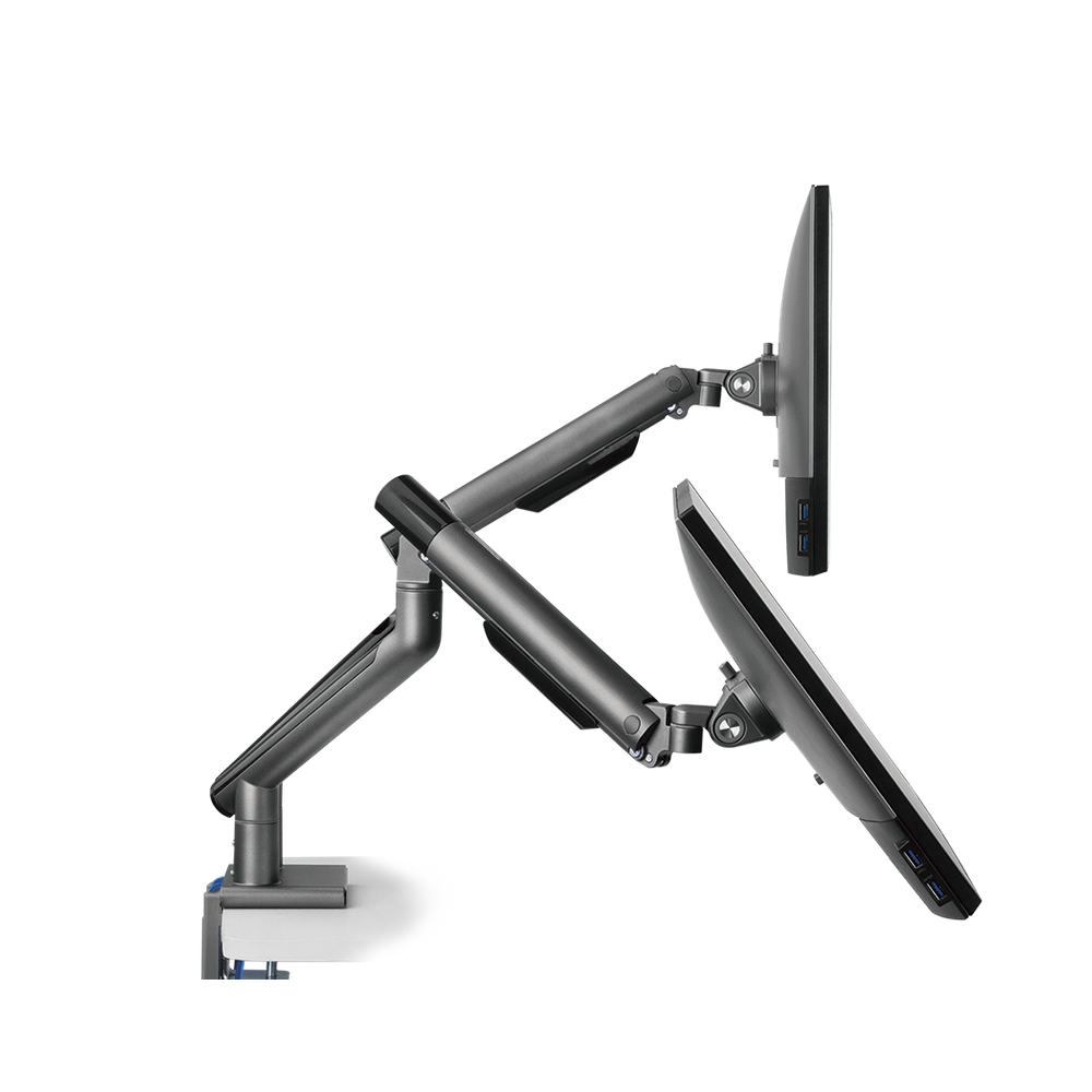 Suporte Para Monitor Até 32\" Articulado Duplo Com 2 Saídas USB Octoo CLIPSMART-DESIGN- 2 (Titanium)