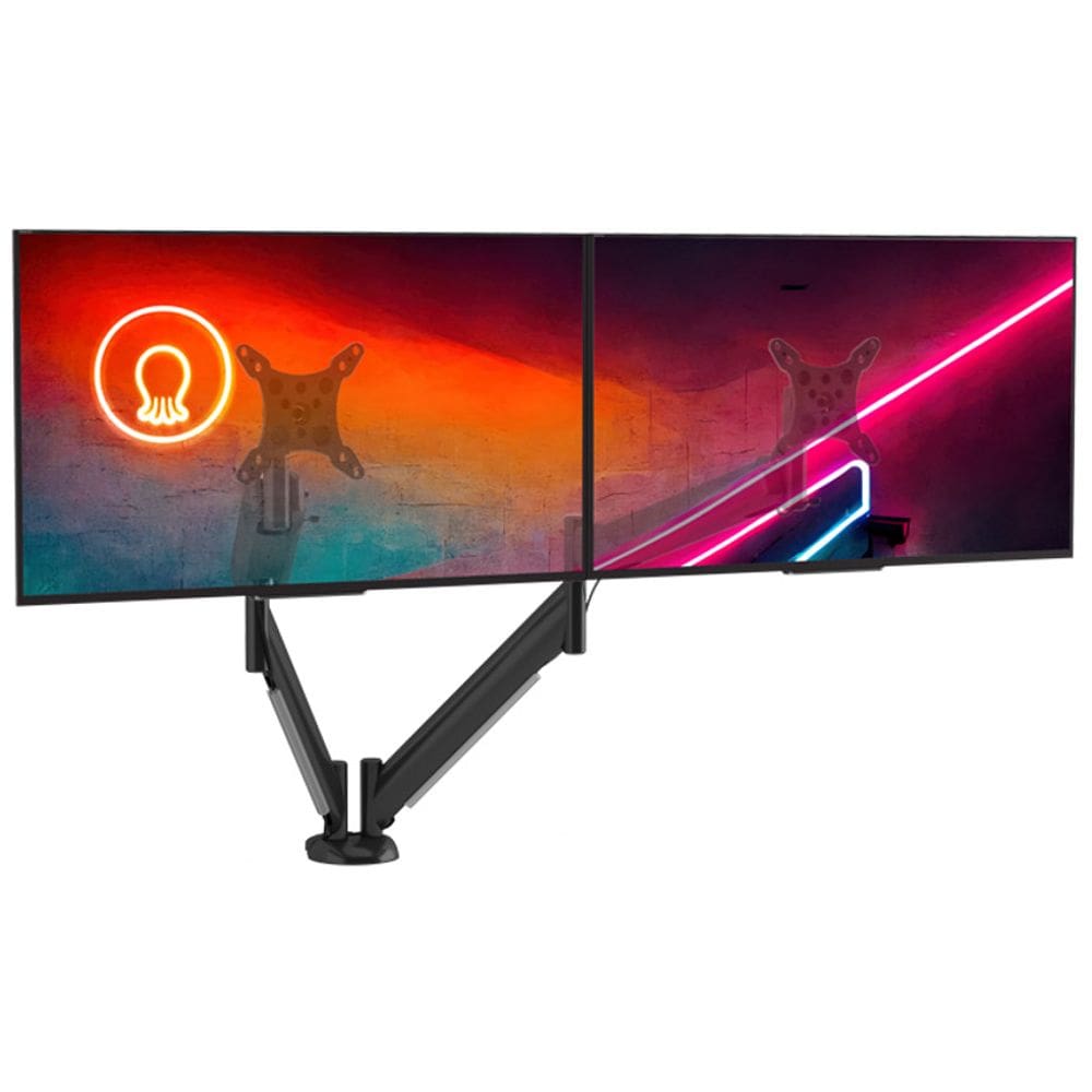 Suporte Para Monitor Até 28\" Duplo Com Regulagem Contínua De Altura Octoo CLIPWAY-M2-BASE (Preto)