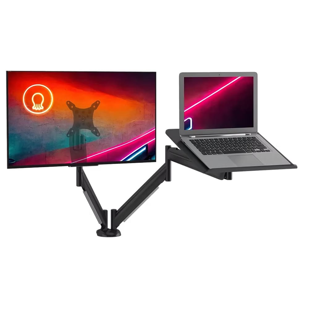 Suporte De Mesa Para Monitor Até 26\" E Notebook Até 16\" Articulado Octoo CLIPWAY-N1 (Titanium)