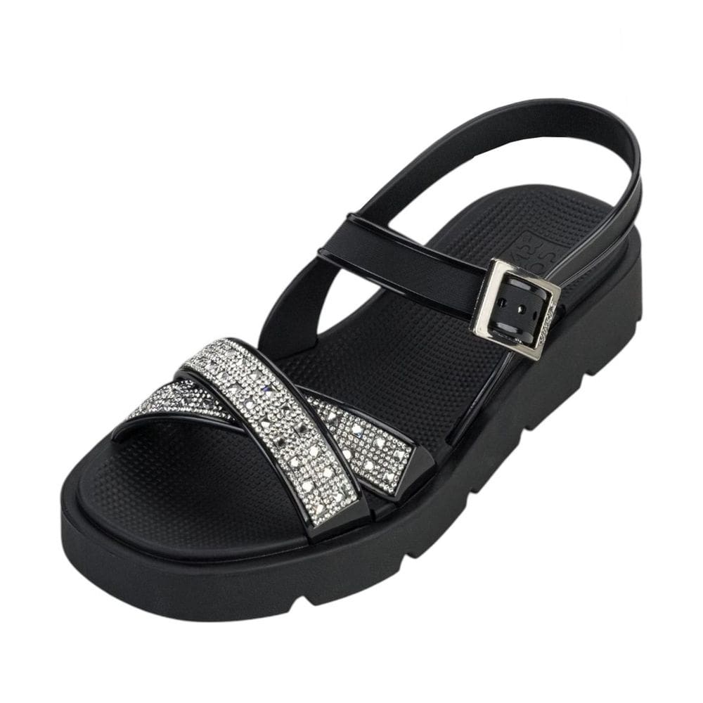Sandália Feminina Casual Flatform Brilho Conforto Gloss Zaxy