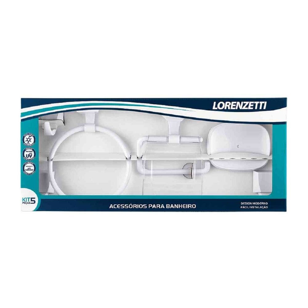 Kit Acessórios Banheiro 5 Peças Branco 2000 F24 Attic Lorenzetti