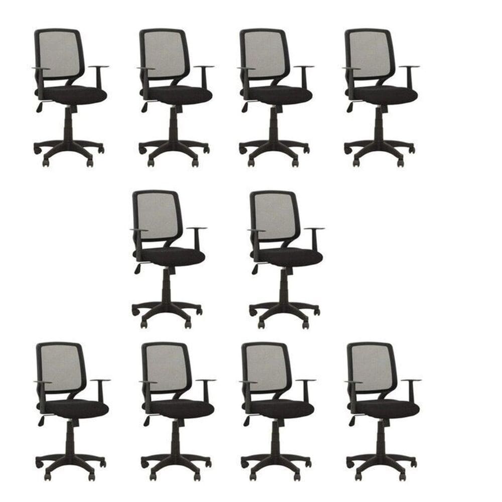 Kit 10 Cadeira de Escritório Diretor Giratória Office Ávila Preto