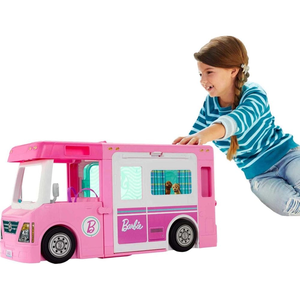 Playset Barbie Camper DreamCamper 3 em 1 com piscina e 50 acc