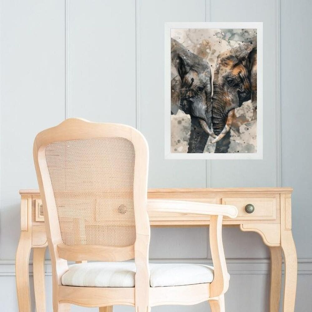 Quadro Decorativo Arte Casal De Elefantes 33X24Cm
