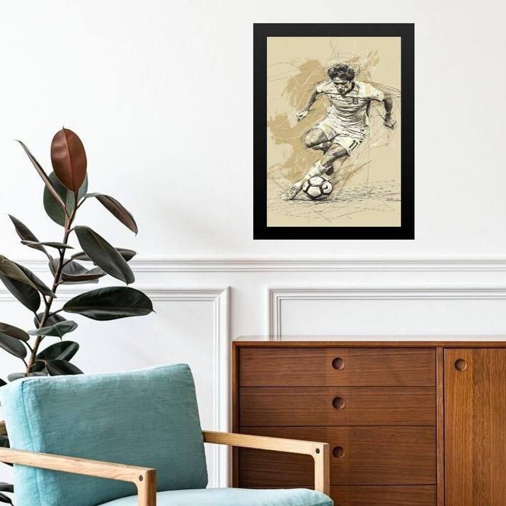 Quadro Arte Minimalista Jogador De Futebol 33X24Cm