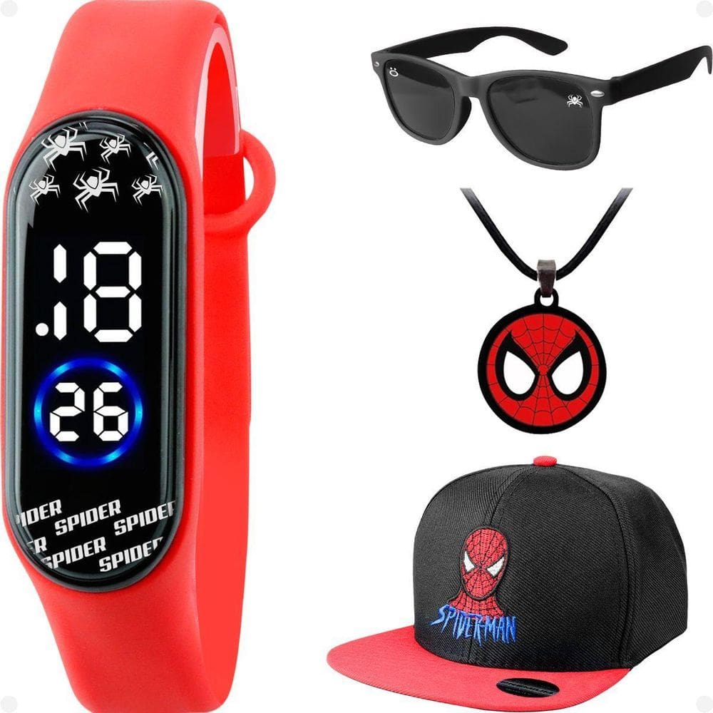 Relógio Digital Infantil Resistente + Óculos + Boné Preto