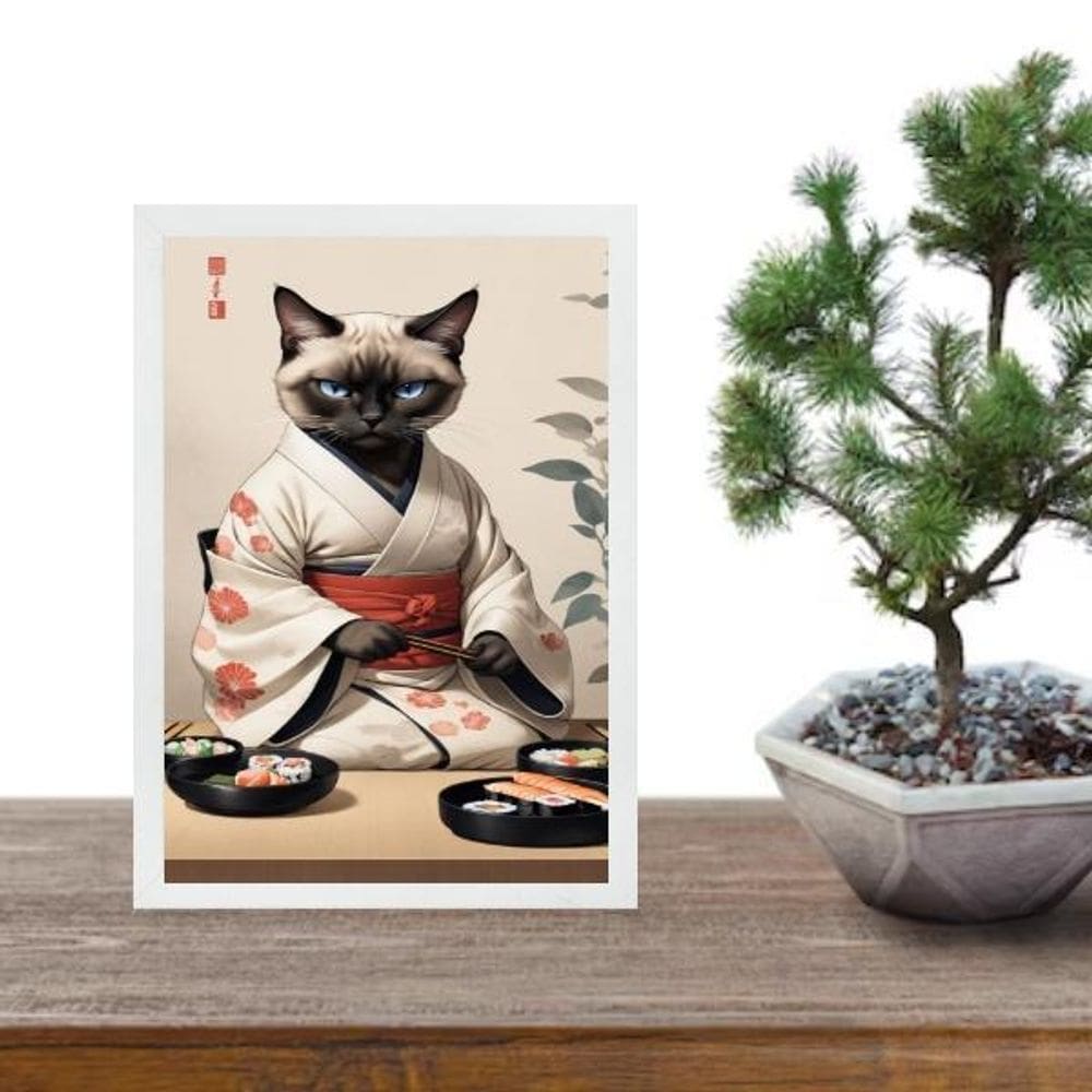 Quadro Arte Oriental Sushi Cat 45X34Cm