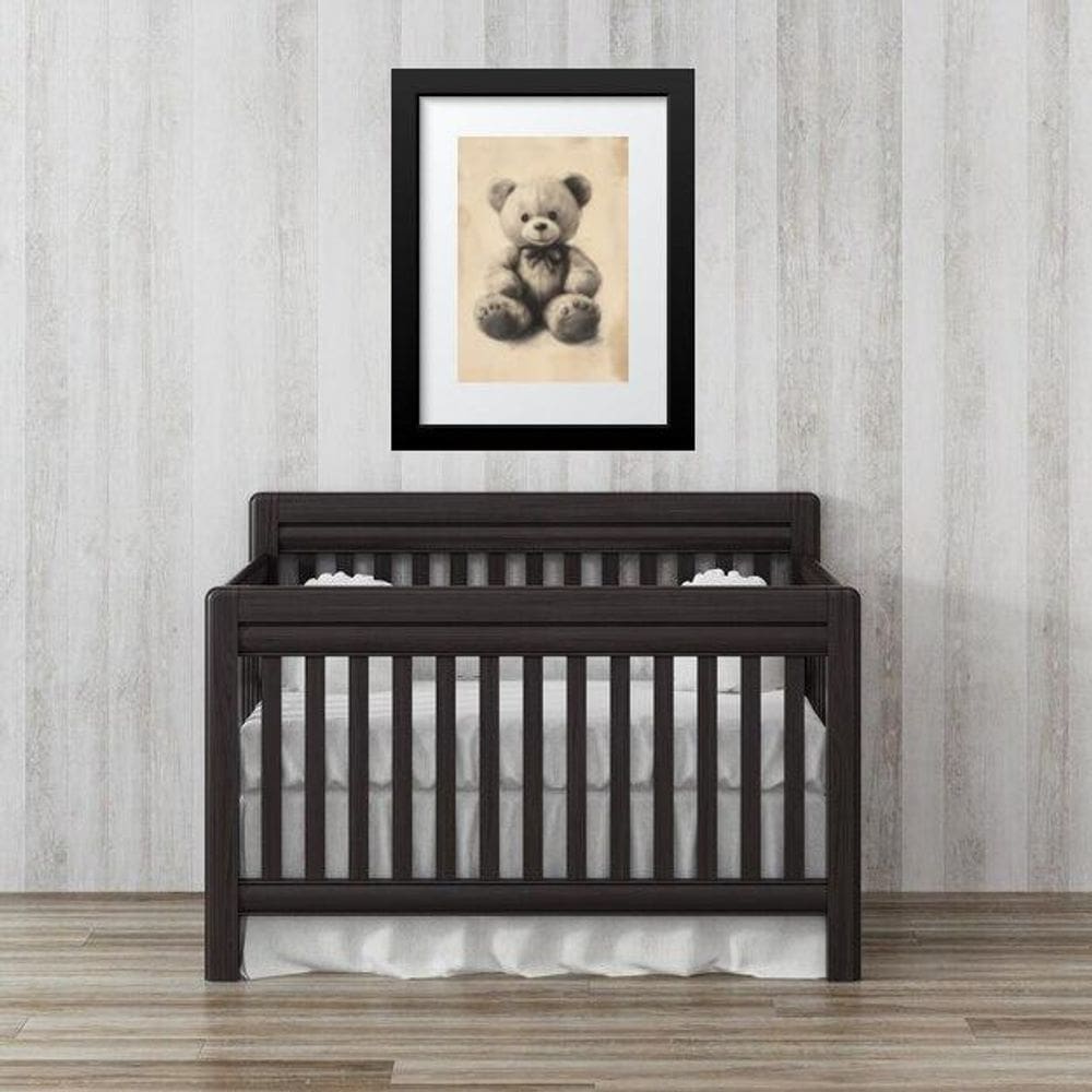 Quadro Quarto Bebê Urso Retrô Bege- 60X48Cm