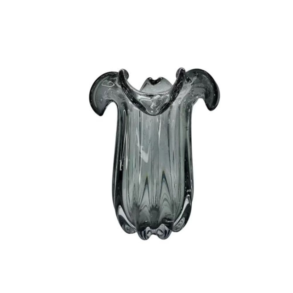 Vaso De Vidro Murano Veneza 16x16x16cm - Jolitex - Cinza