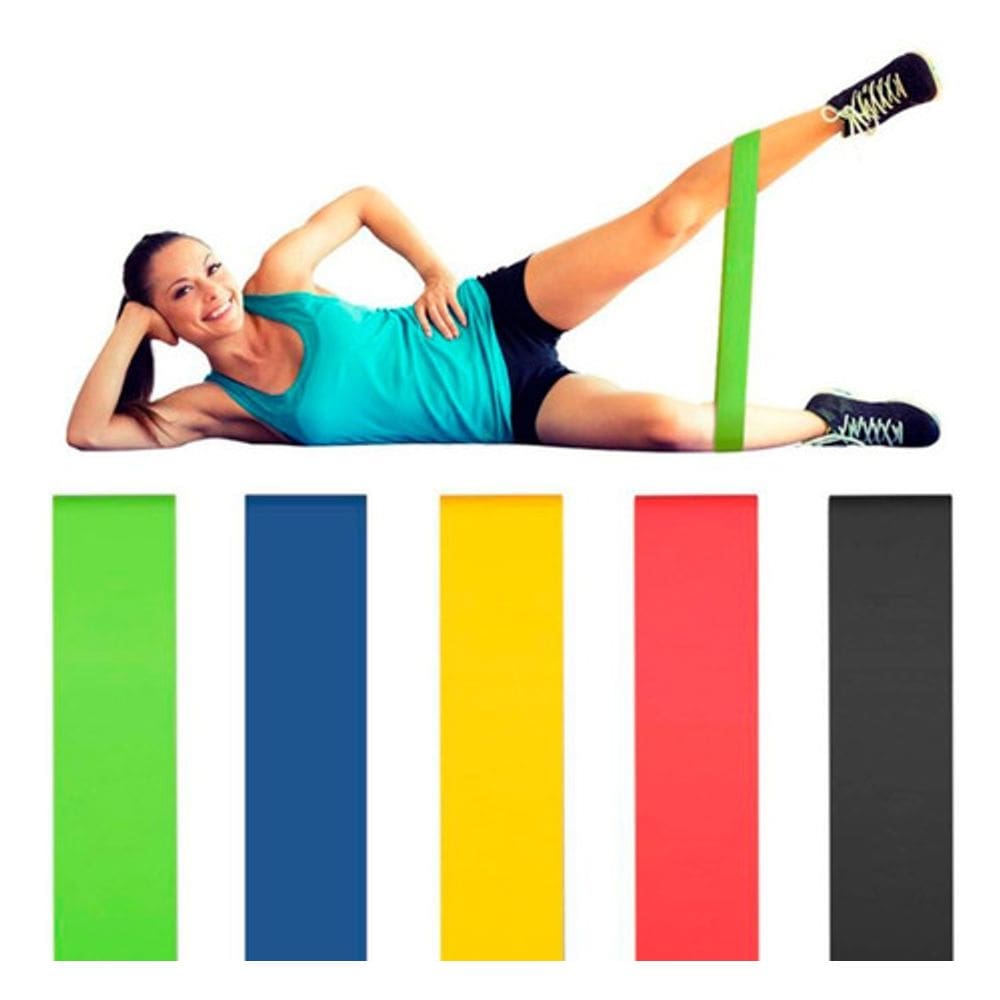 Kit Faixa Elástica 5 Unidades Exercícios Casa Fisioterapia