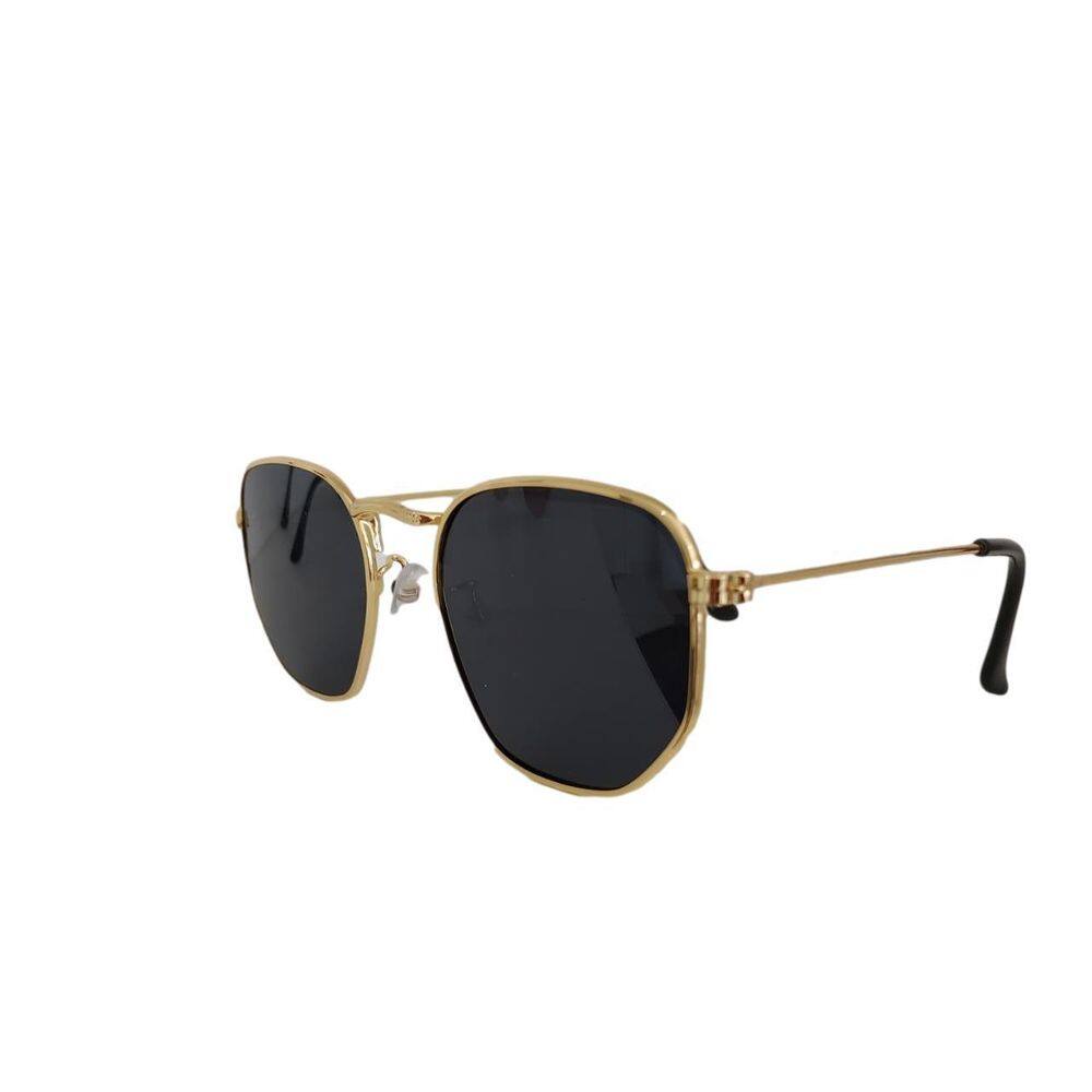 Óculos de Sol Hexagonal Feminino - Proteção UV 400 - Dourado