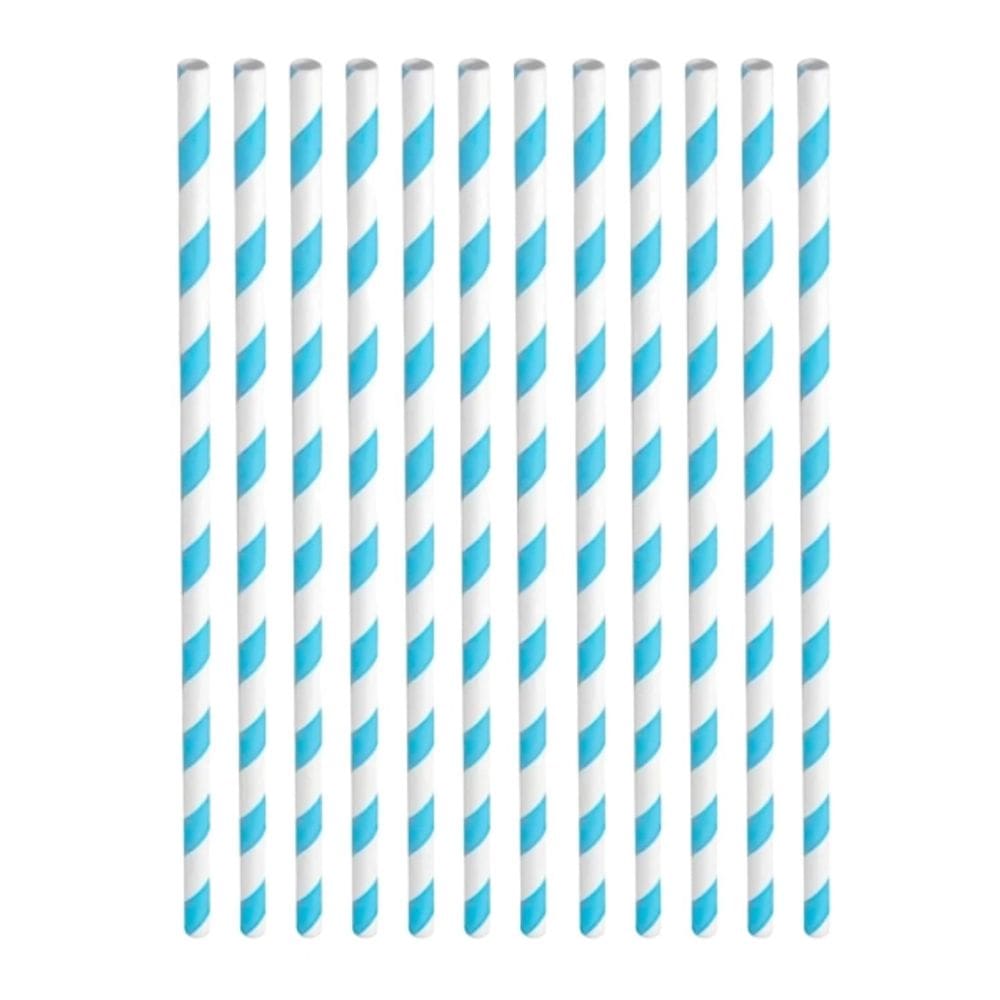Canudo De Papel Listrado Azul Claro Art Lille 12un