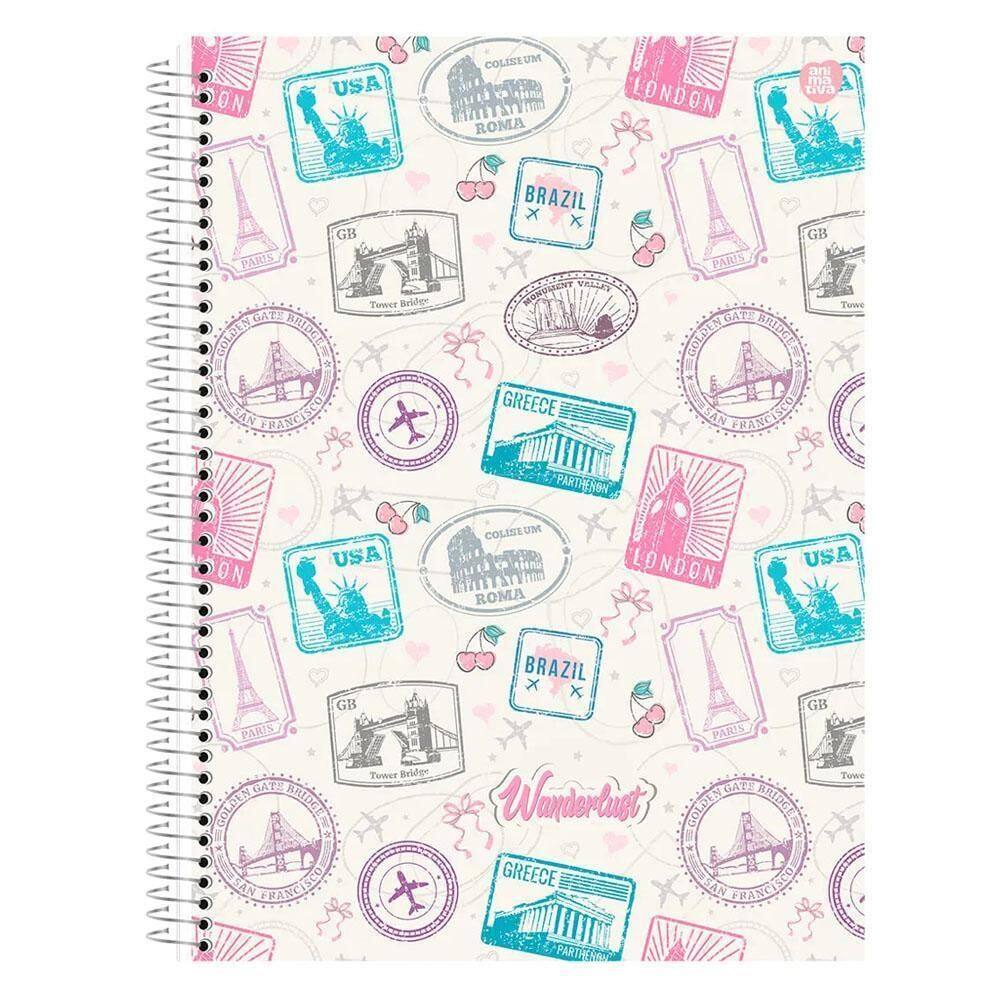 Caderno Univ 1 Matéria 80Fls Wanderlust Branco Animativa