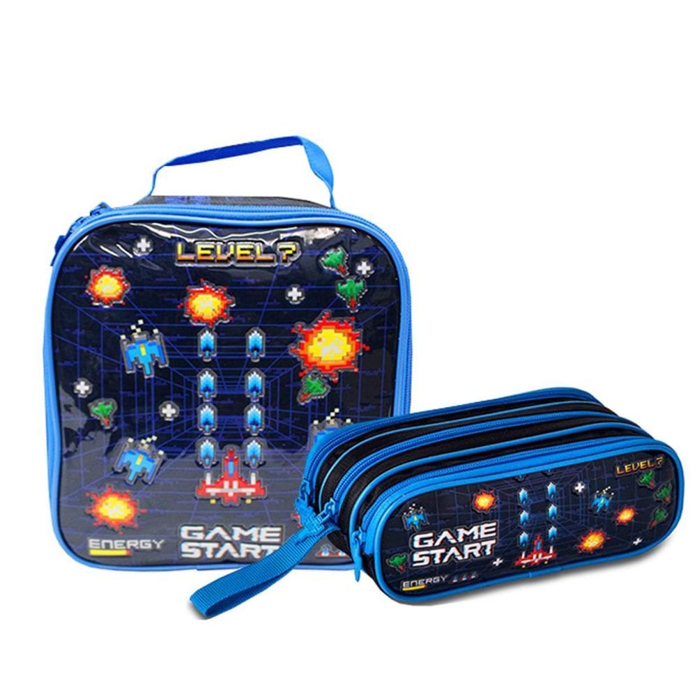 Lancheira Vídeo Game Start + Estojo Triplo Escolar