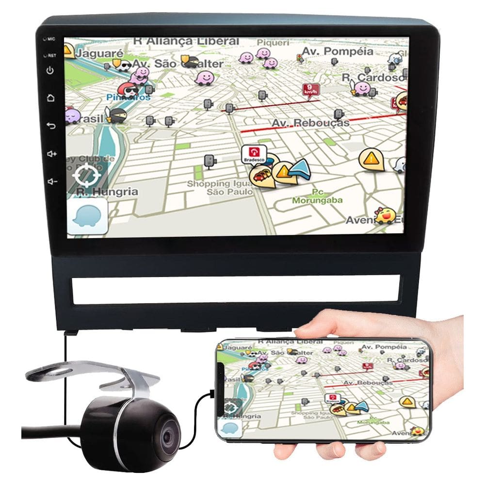 Multimídia 9” Polegadas Fiat Palio Strada Idea Weekend Siena Strada Espelhamento USB Bluetooth + Moldura Painel + Câmera de Ré