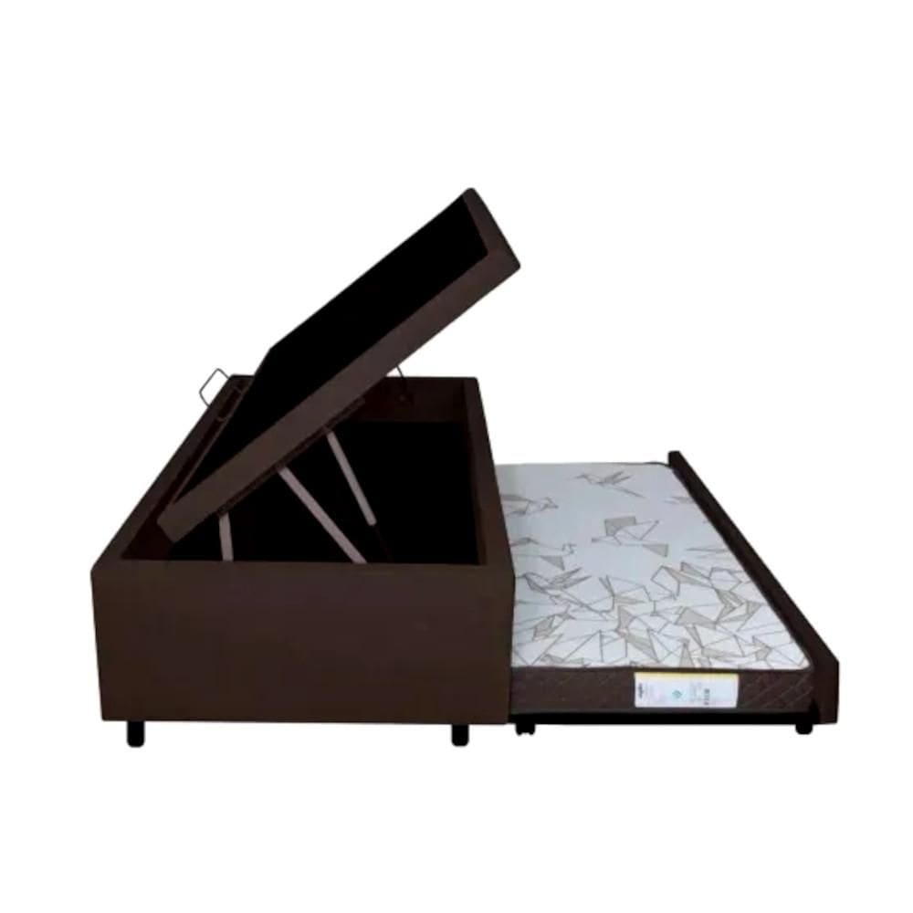 Cama Box Baú Viúva com Auxiliar para Colchão 128x188x46cm